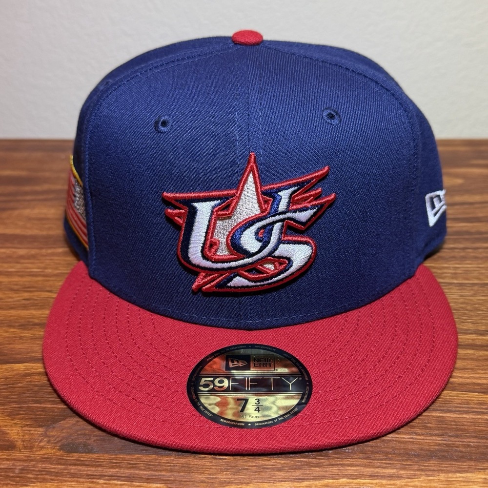 New Era USA 2026 World Baseball Classic 59Fifty Hat Mens 7 3/4 Fitted Blue Red
